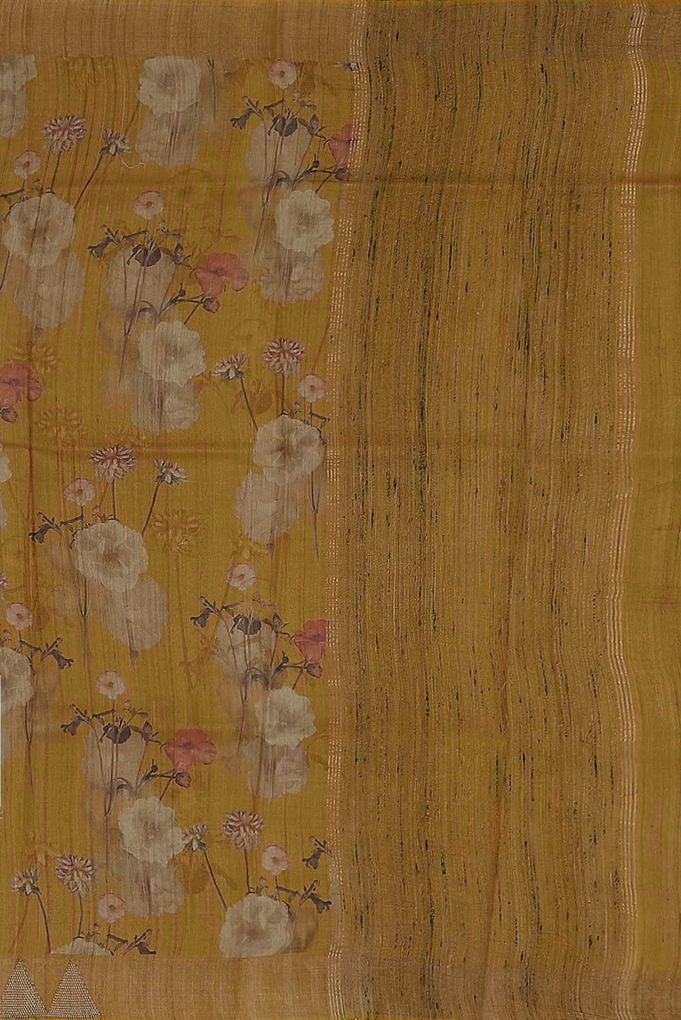 Yellow Bhagalpuri Tussar Silk Saree