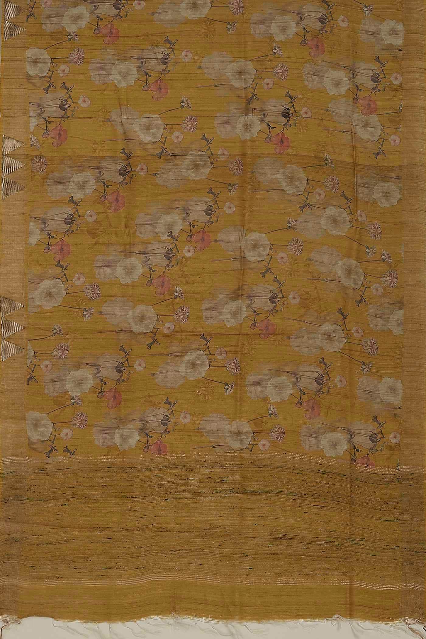 Yellow Bhagalpuri Tussar Silk Saree