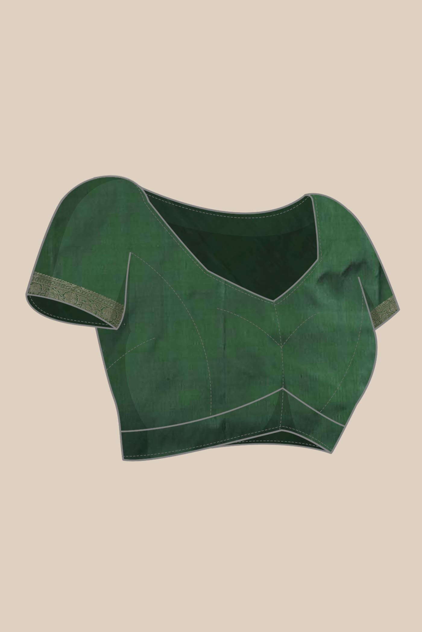 Bottle Green Banarasi Kora Cotton Saree