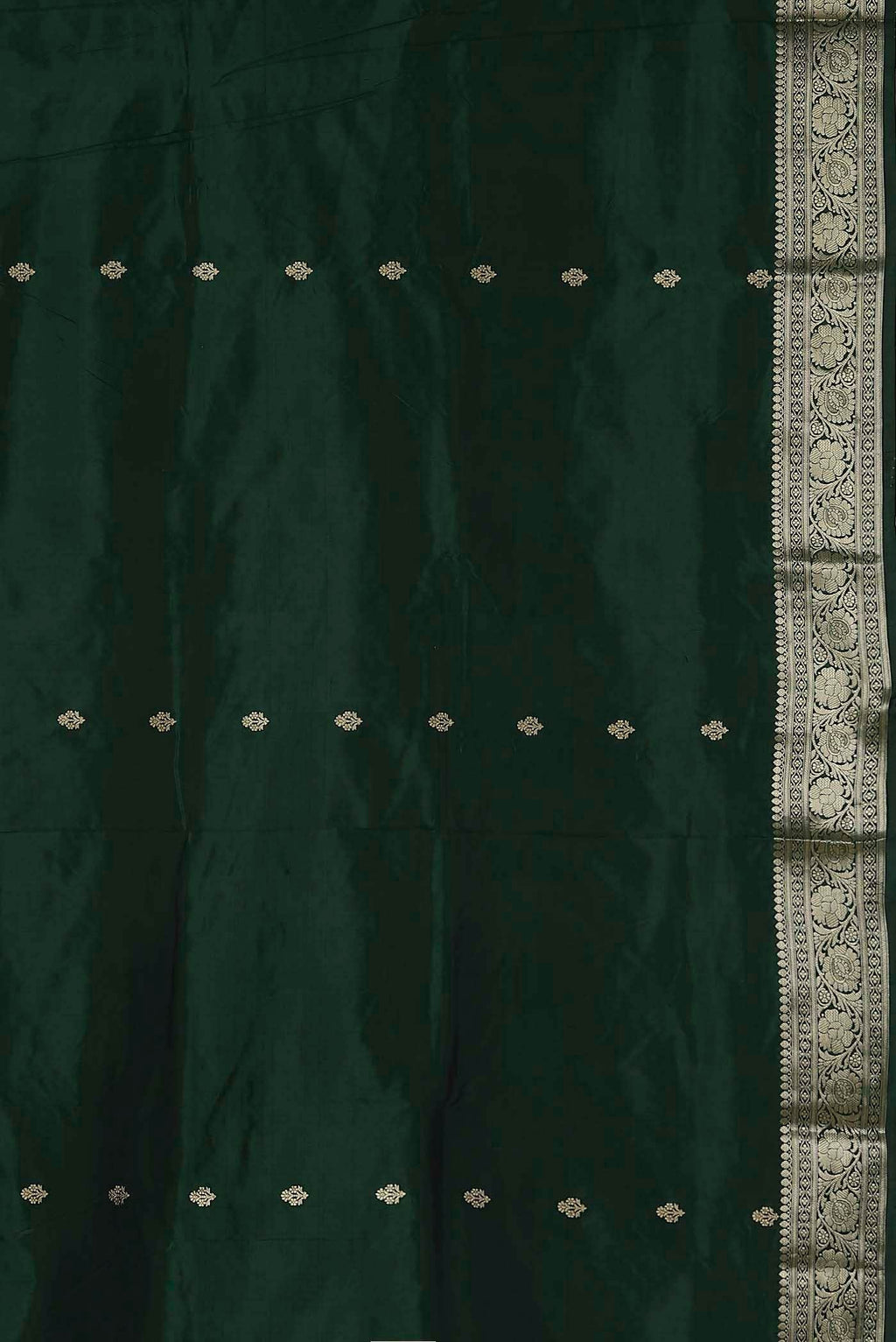 Bottle Green Banarasi Kora Cotton Saree