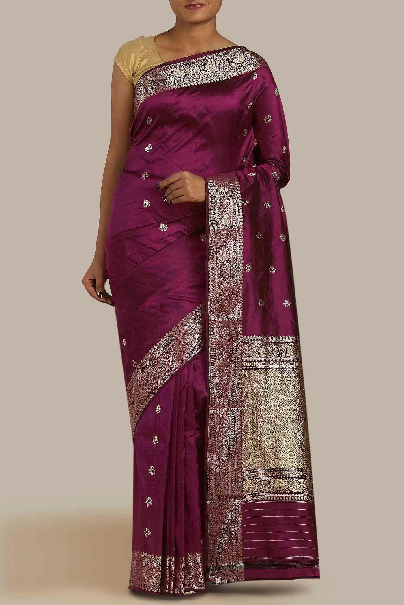Purple Banarasi Katan Silk Saree