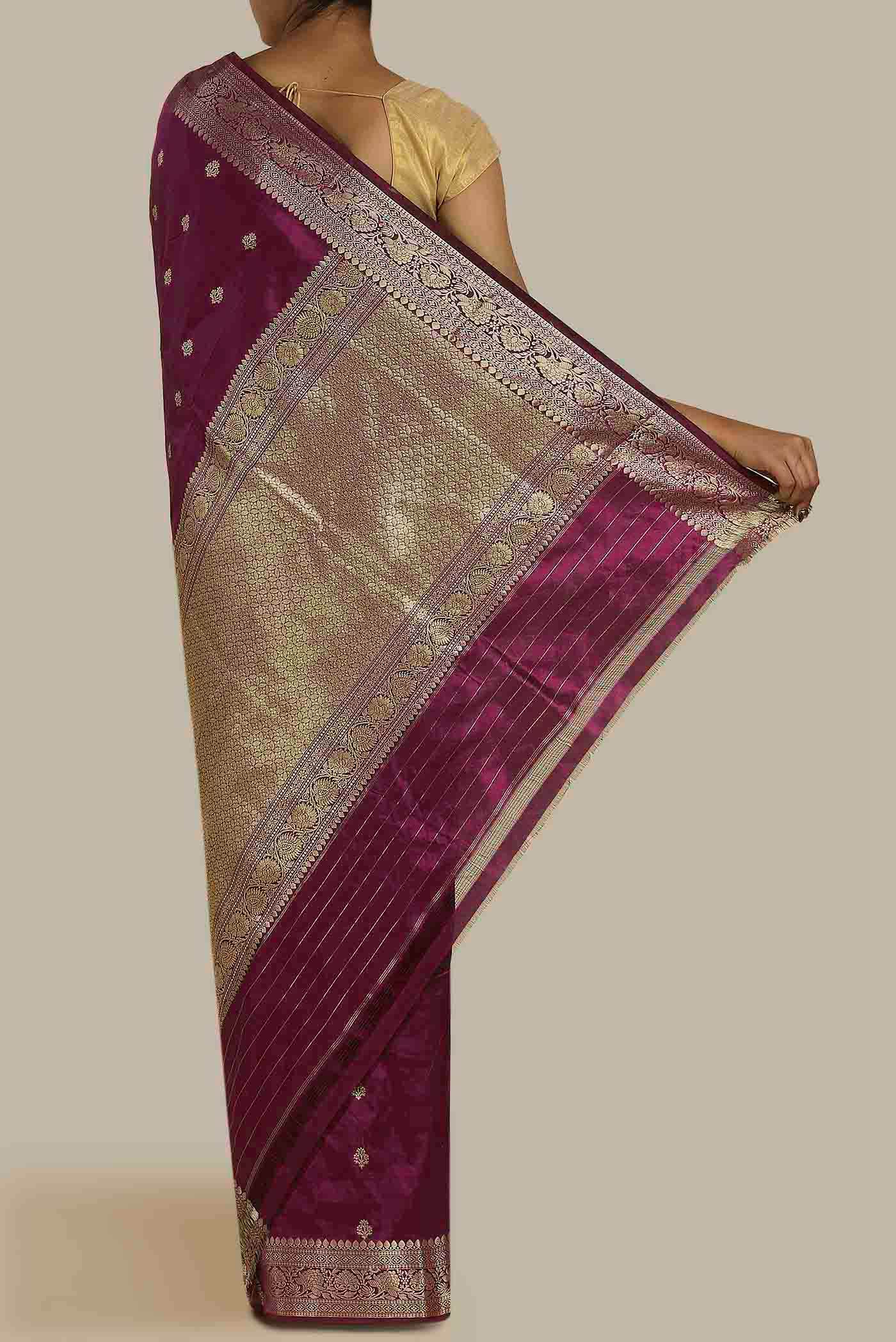 Purple Banarasi Katan Silk Saree