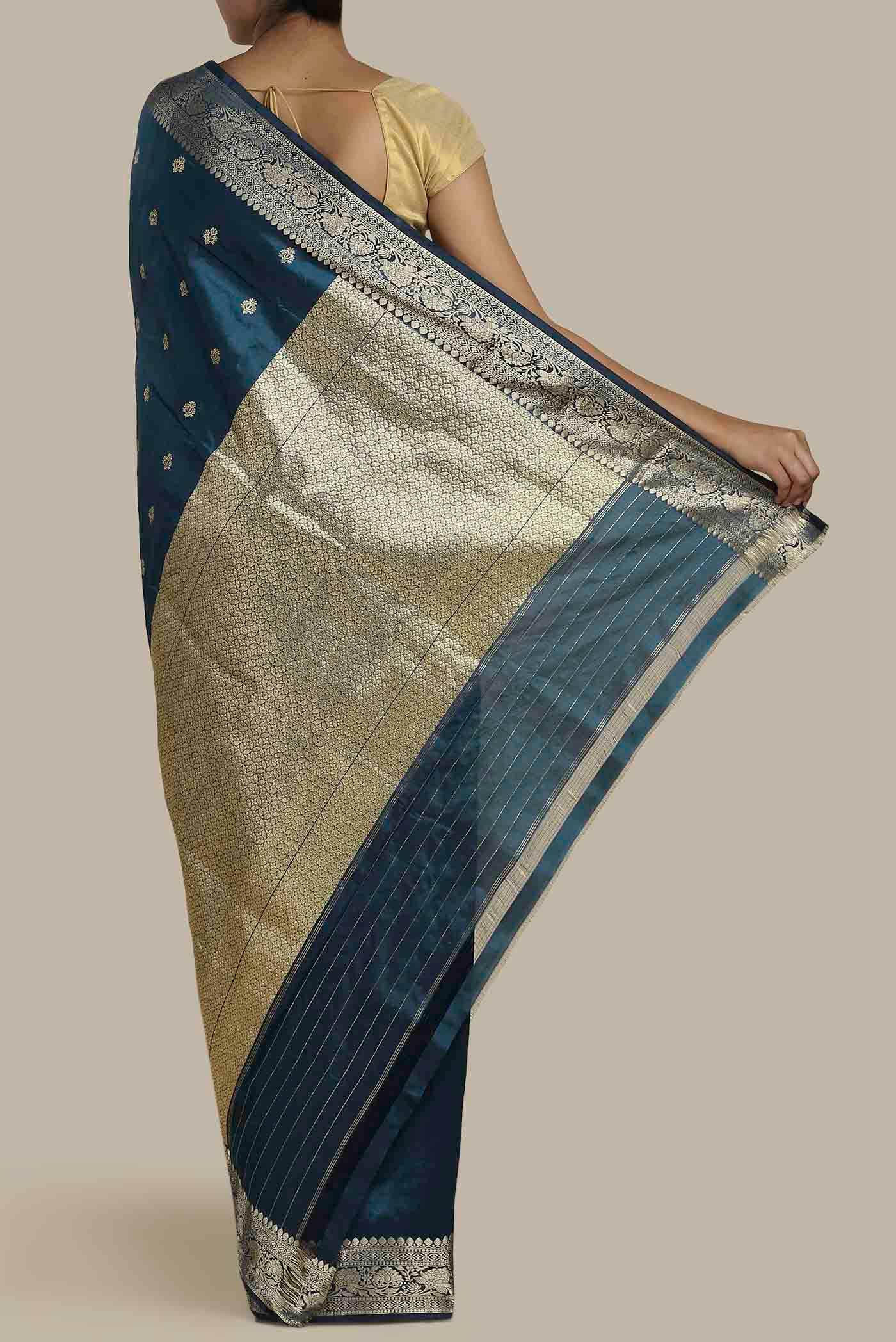 Blue Banarasi Katan Silk Saree