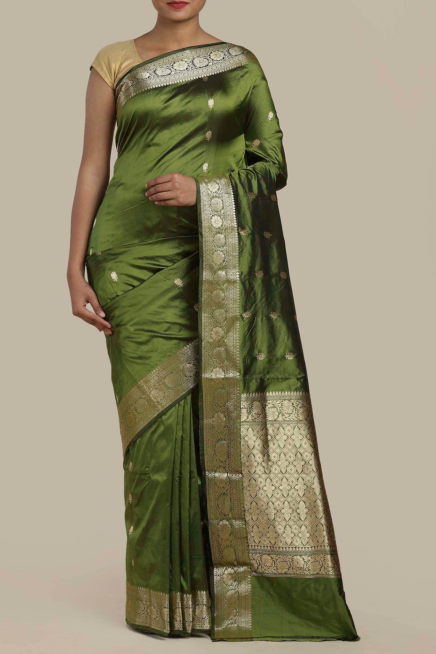 Green Banarasi Katan Silk Saree