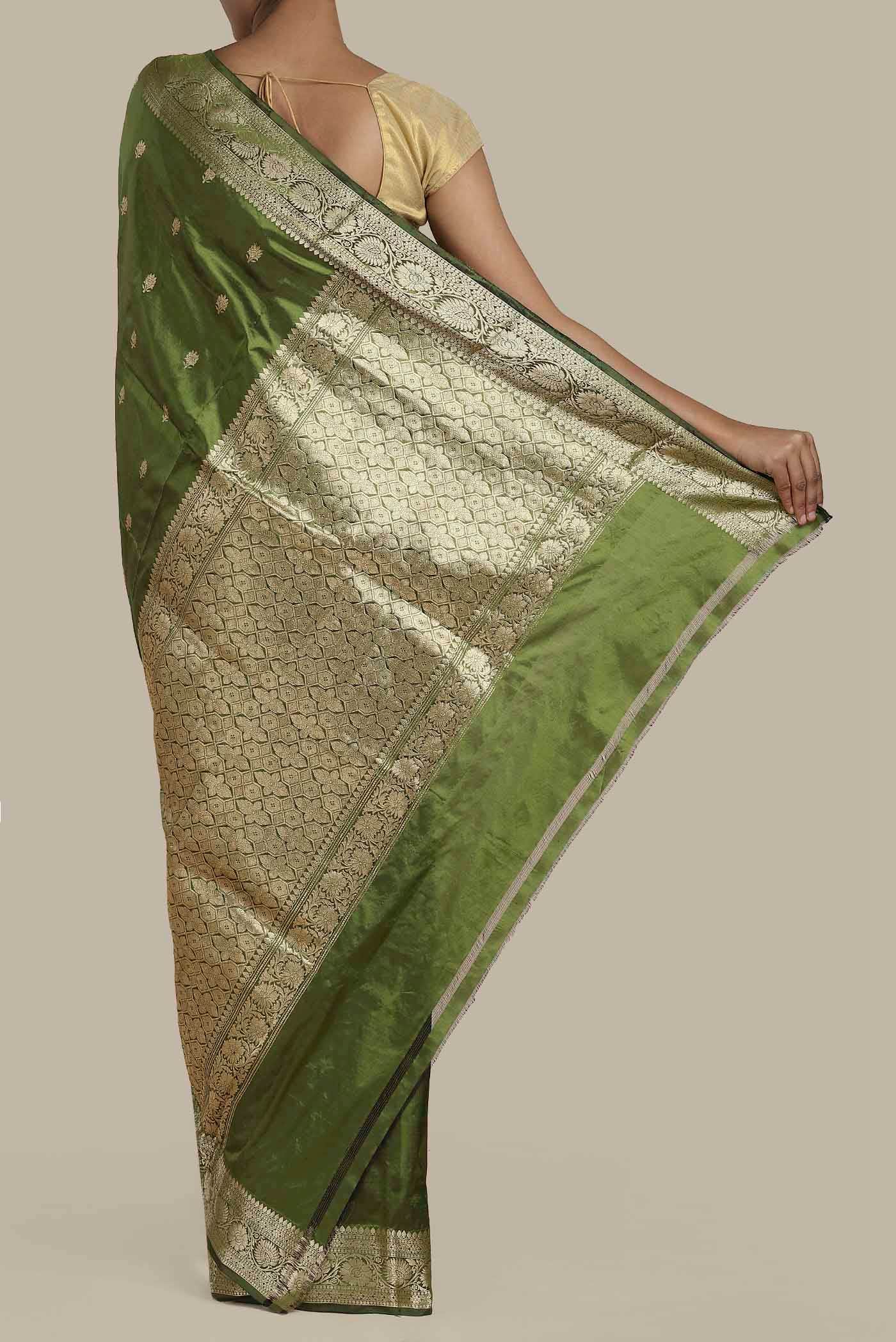 Green Banarasi Katan Silk Saree