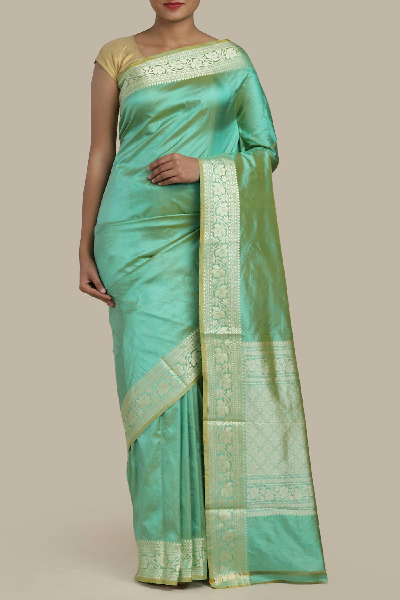 Green Banarasi Katan Silk Saree