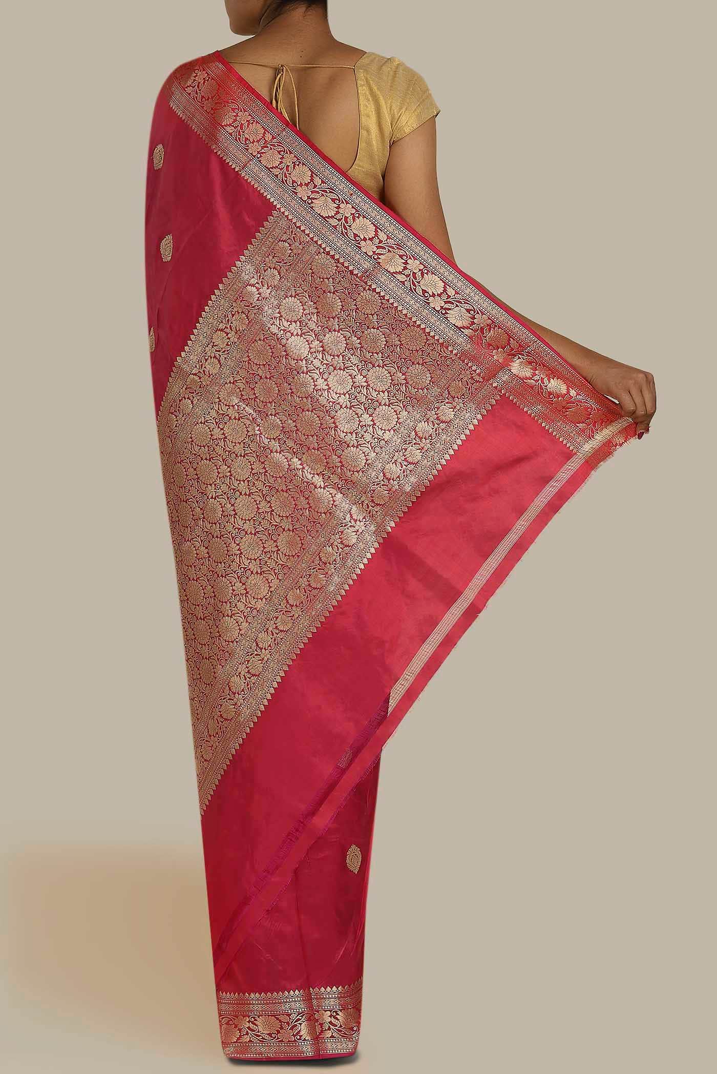 Red Banarasi Katan Silk Saree
