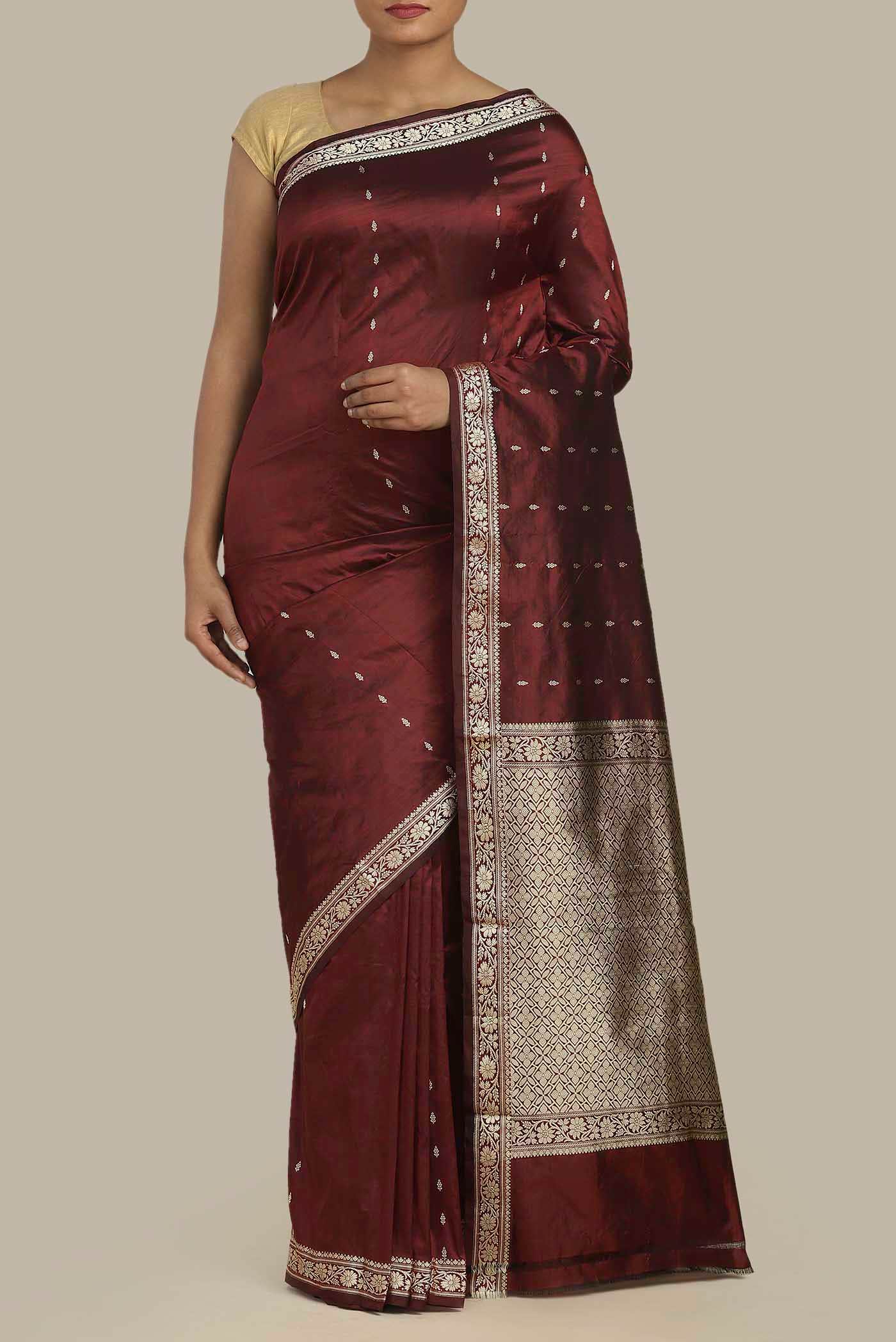 Maroon Banarasi Katan Silk Saree
