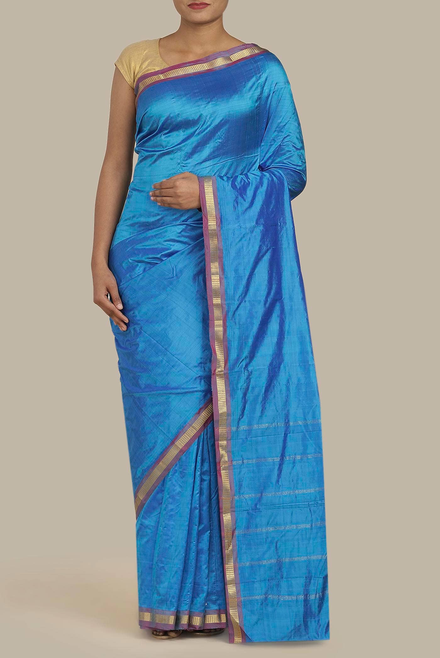 Blue Kanchipuram Silk Saree