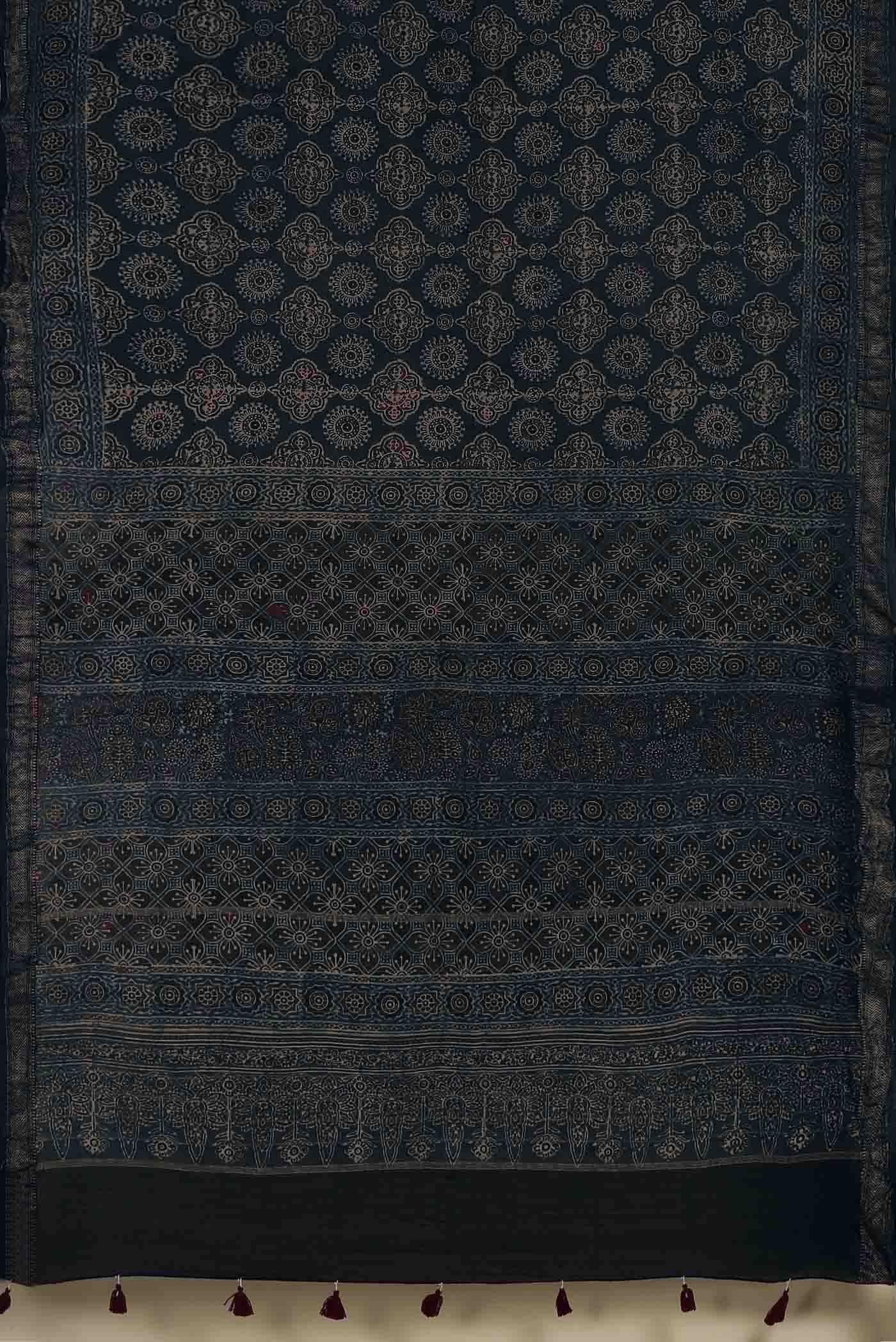 Indigo Maheshwari Silk Cotton Saree