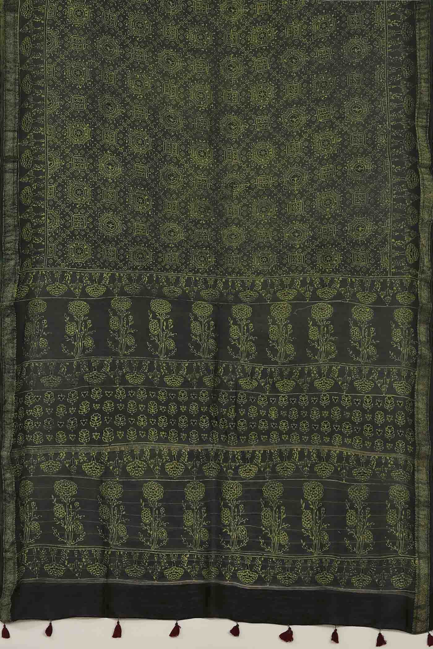 Green Maheshwari Silk Cotton Saree