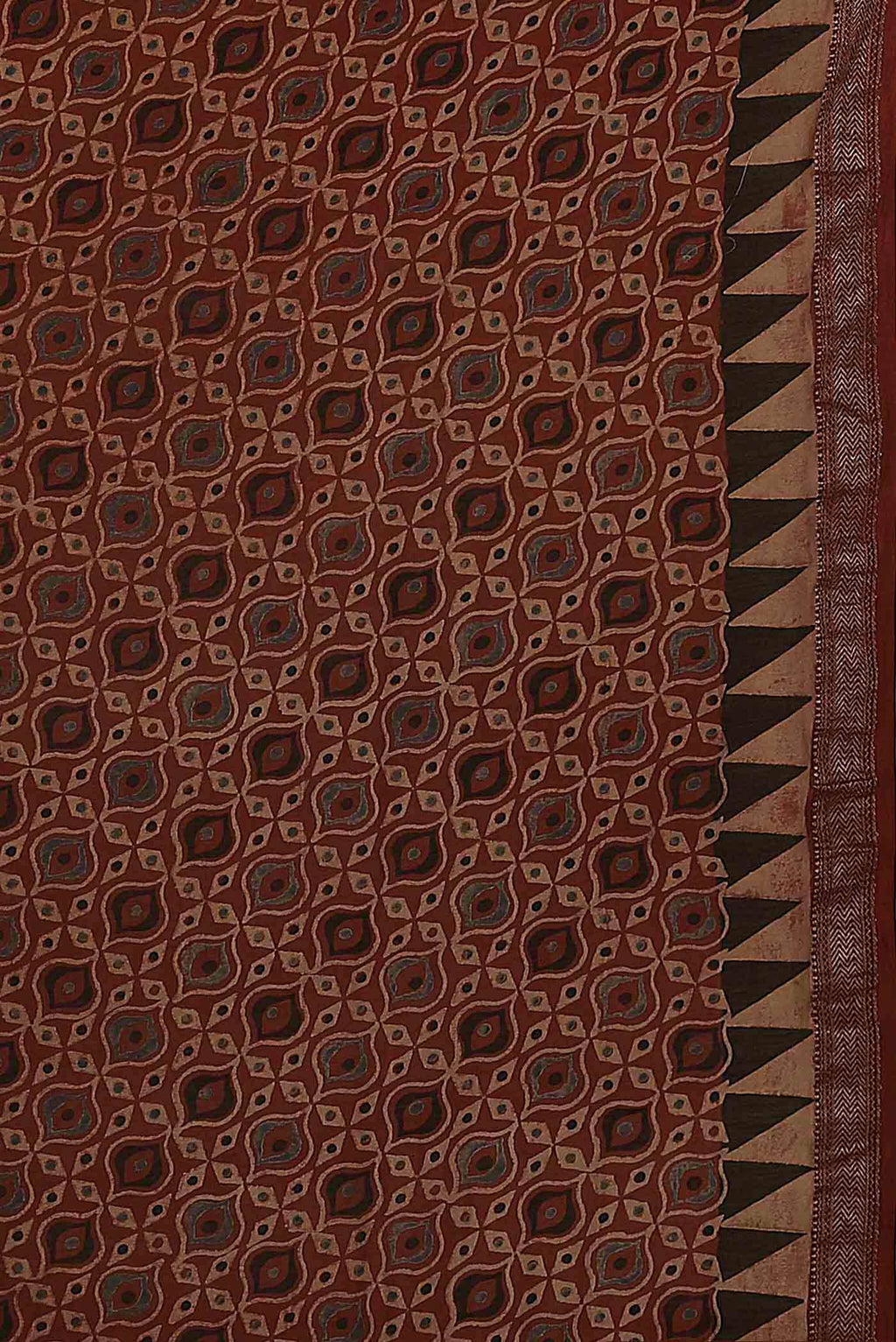 Rust Maheshwari Silk Cotton Saree