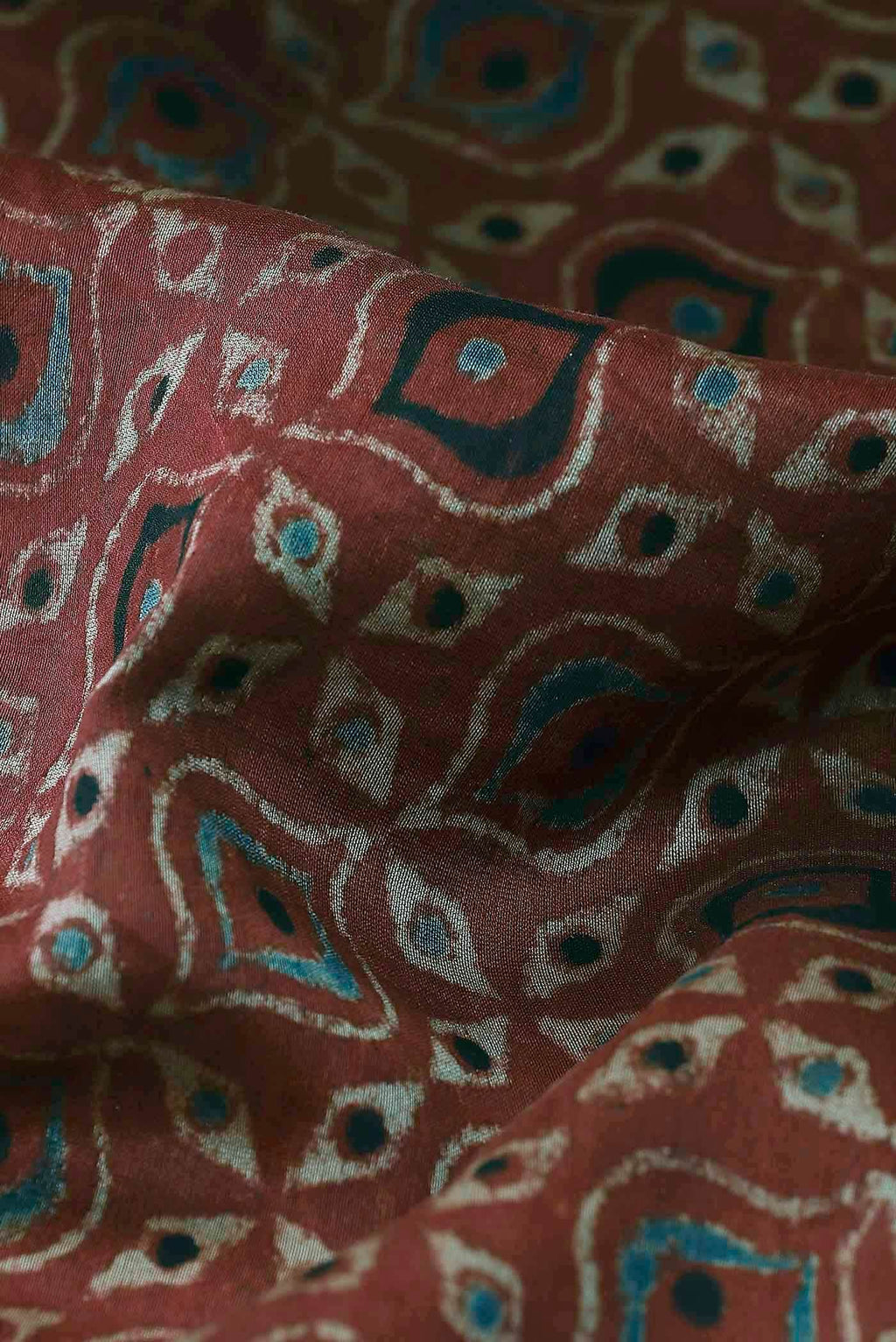 Rust Maheshwari Silk Cotton Saree