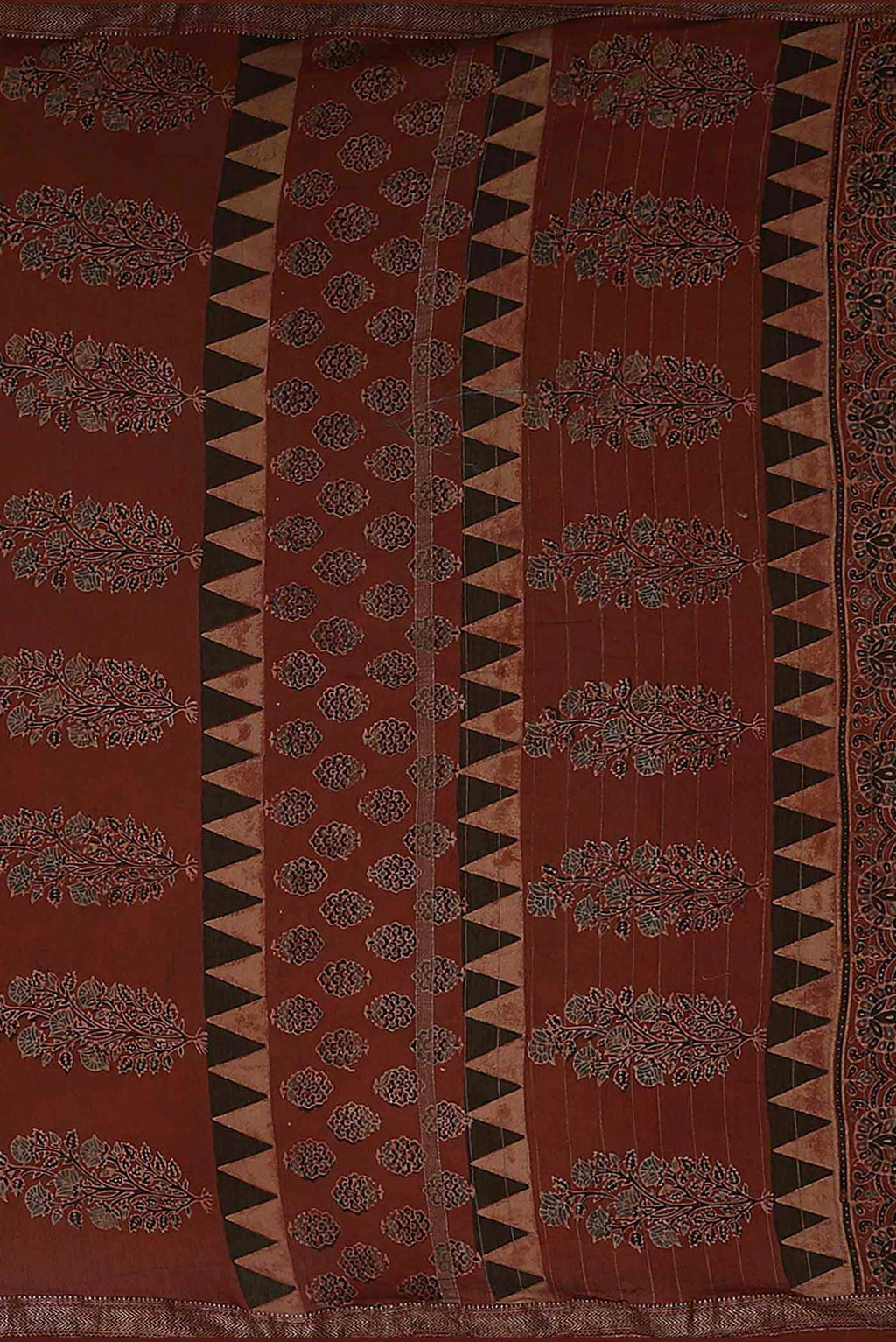 Rust Maheshwari Silk Cotton Saree