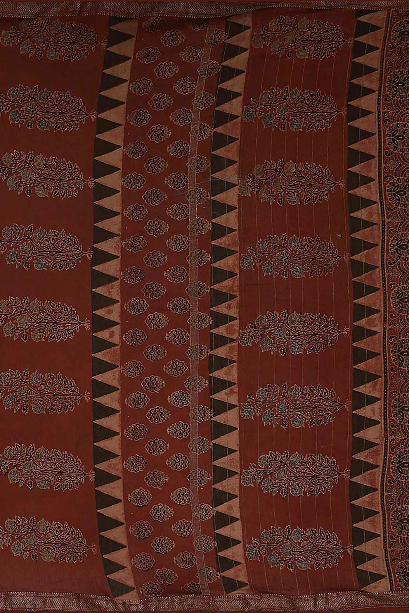 Rust Maheshwari Silk Cotton Saree