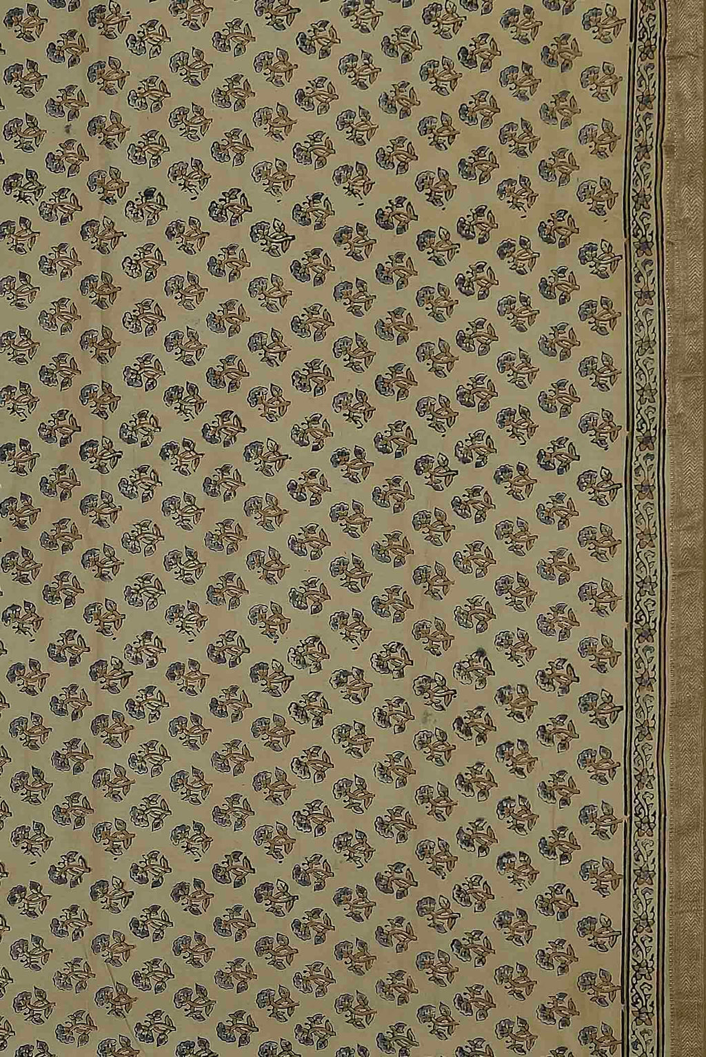 Beige Maheshwari Silk Cotton Saree