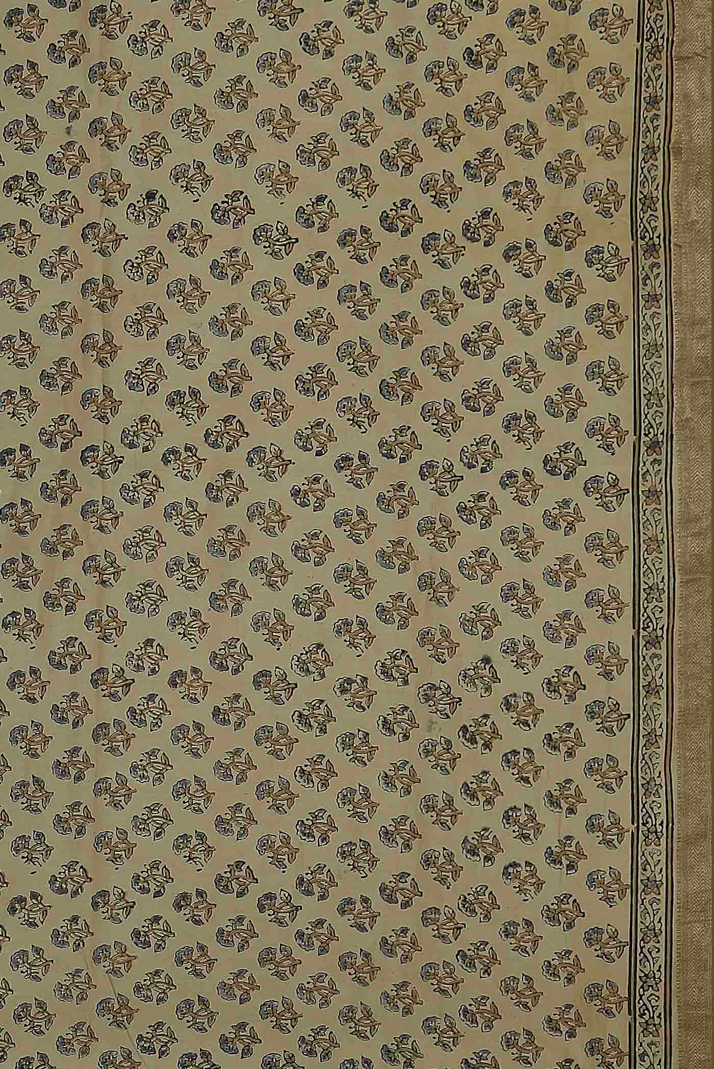 Beige Maheshwari Silk Cotton Saree