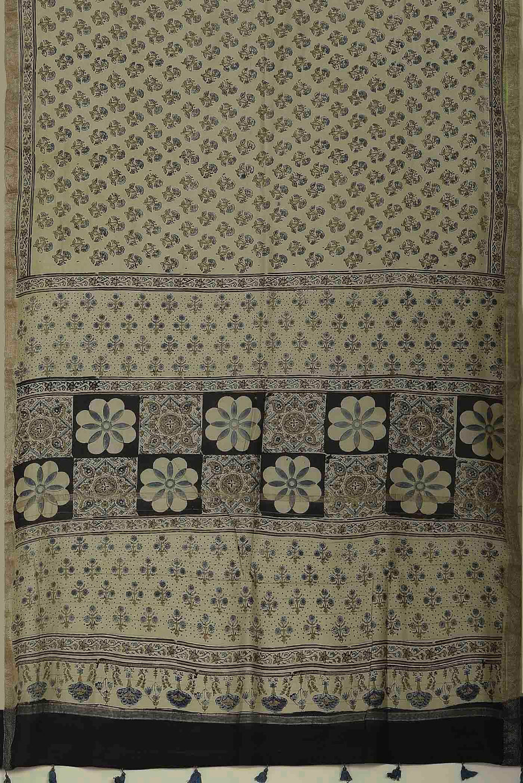 Beige Maheshwari Silk Cotton Saree