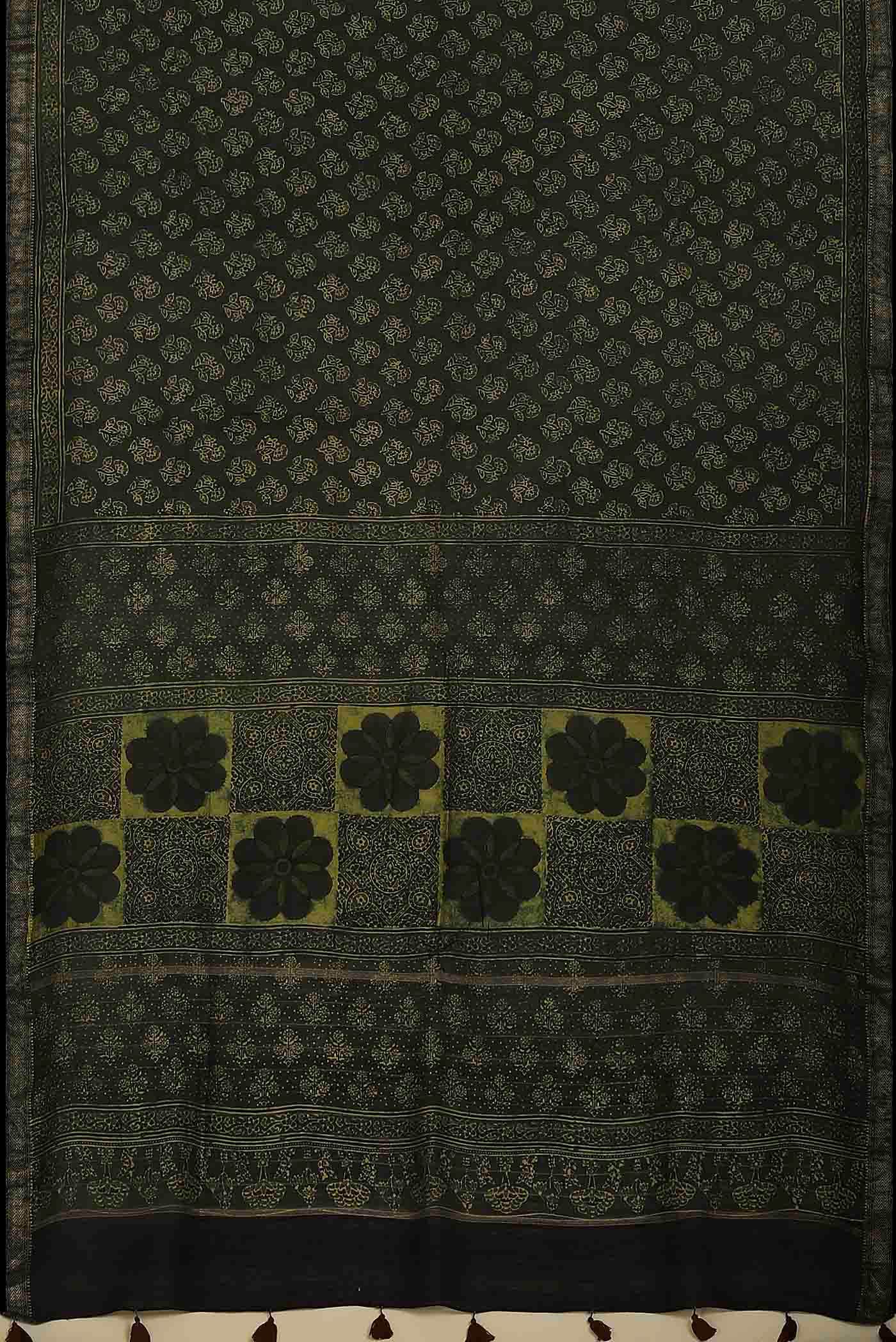 Green Maheshwari Silk Cotton Saree