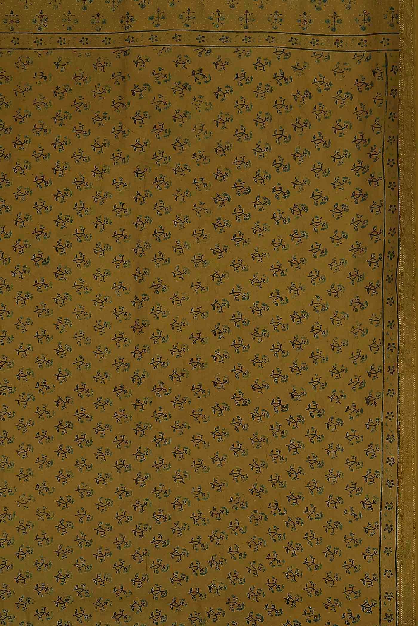 Yellow Maheshwari Silk Cotton Saree