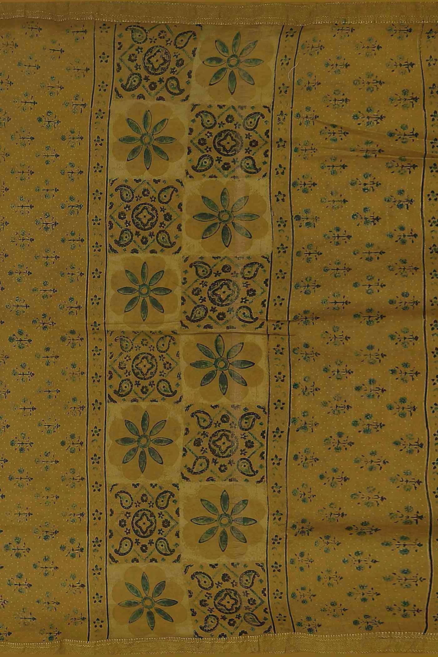 Yellow Maheshwari Silk Cotton Saree
