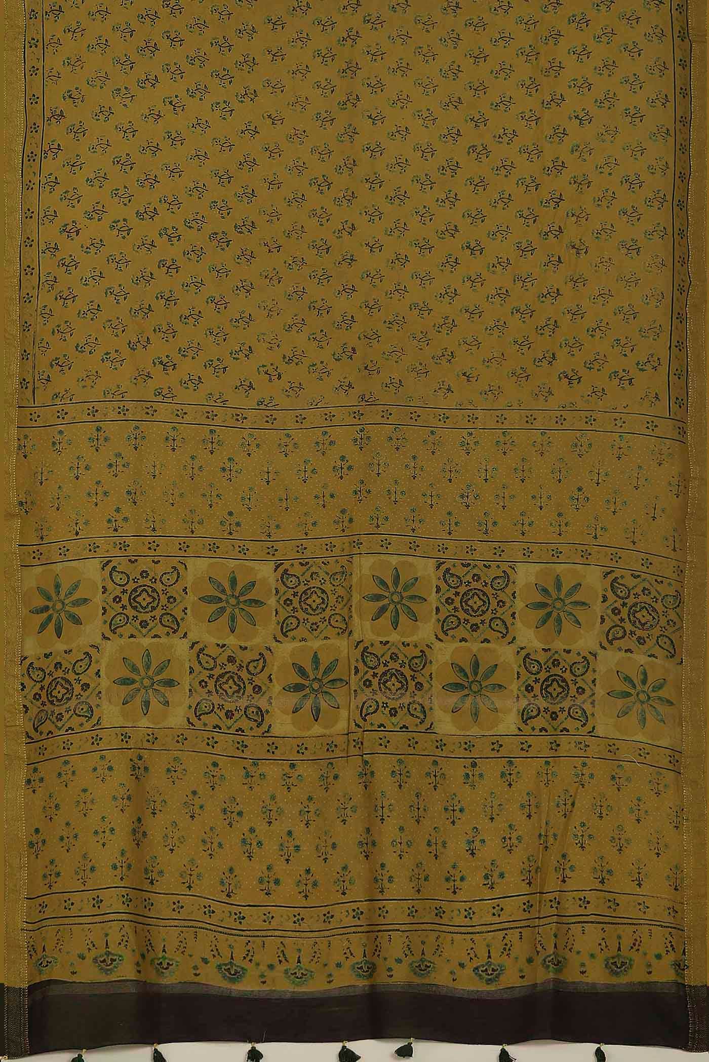 Yellow Maheshwari Silk Cotton Saree