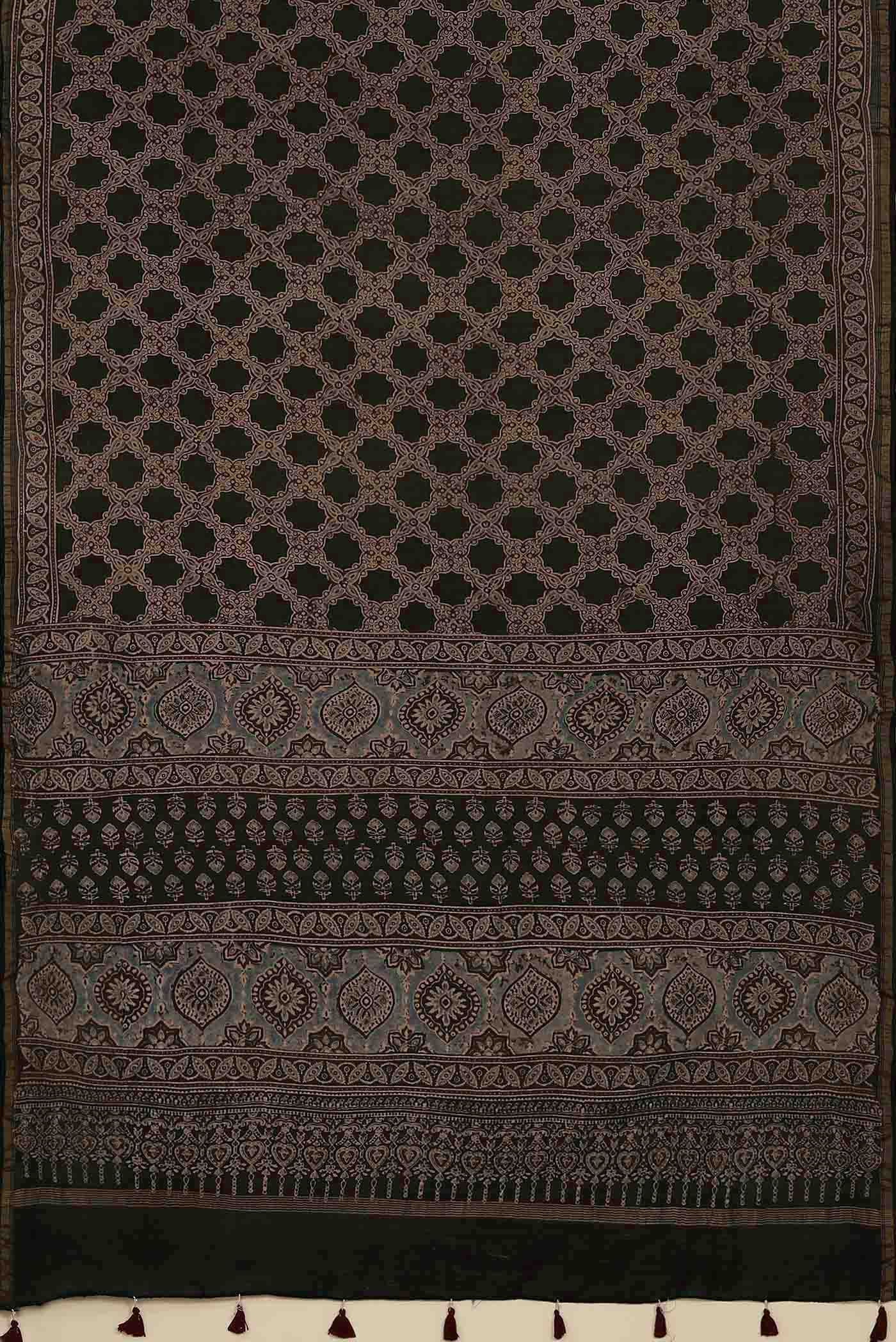 Black Chanderi Silk Cotton Saree