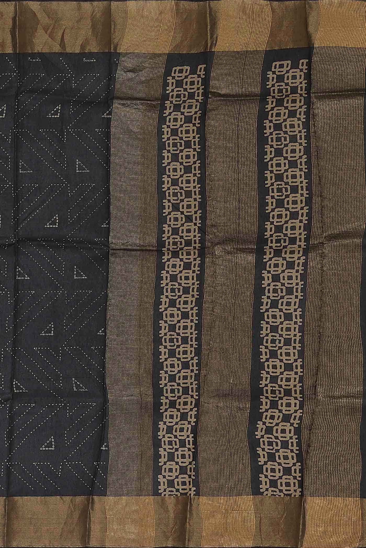 Black Bhagalpuri Tussar Silk Saree