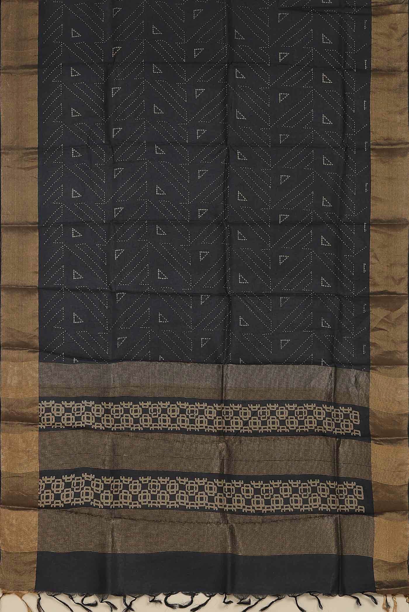 Black Bhagalpuri Tussar Silk Saree