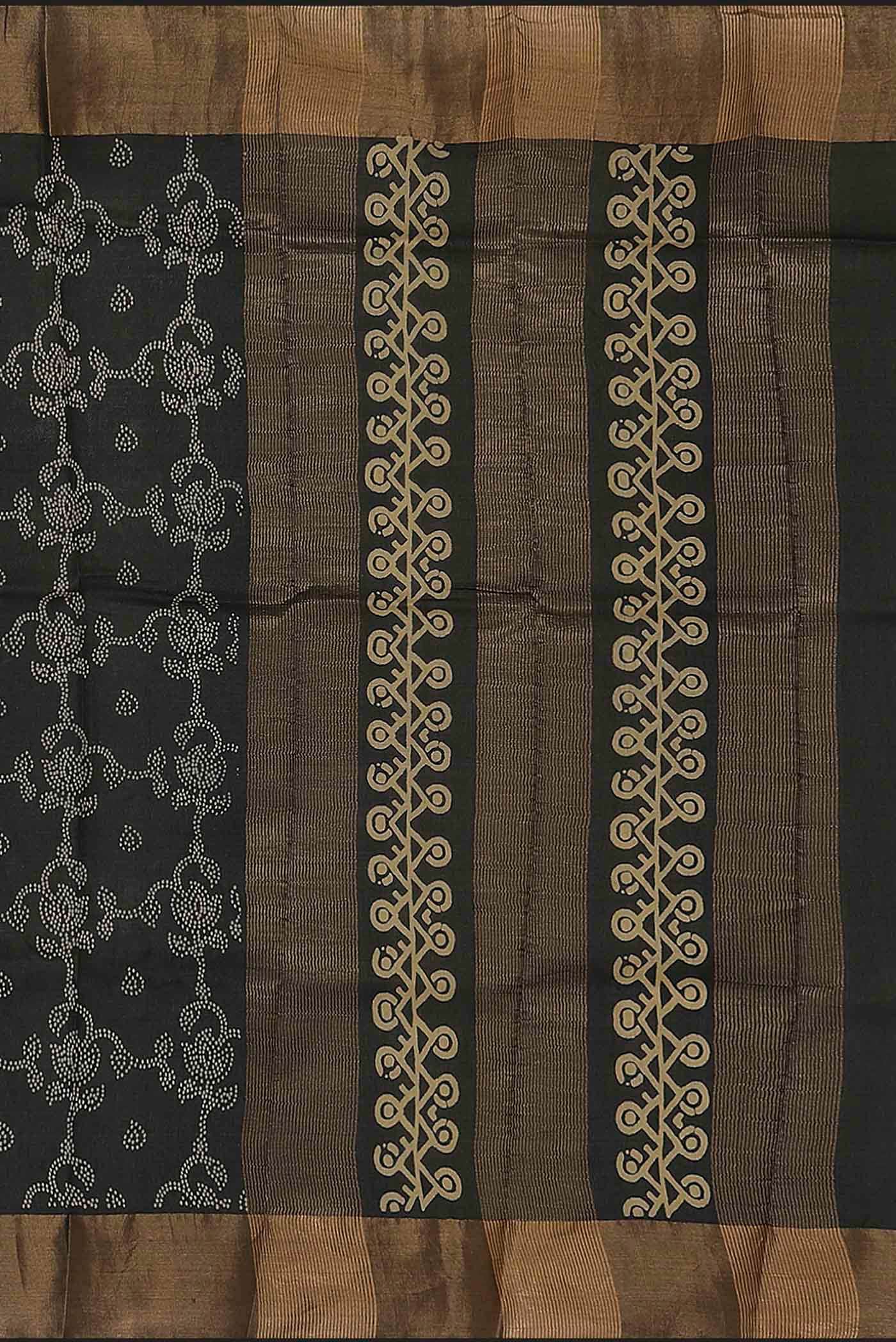 Black Banarasi Tussar Silk Saree