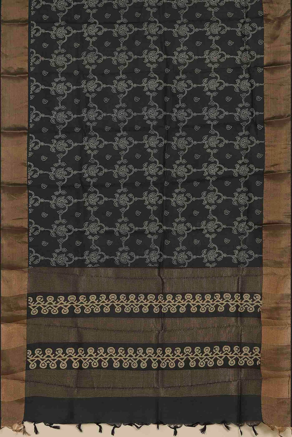 Black Banarasi Tussar Silk Saree
