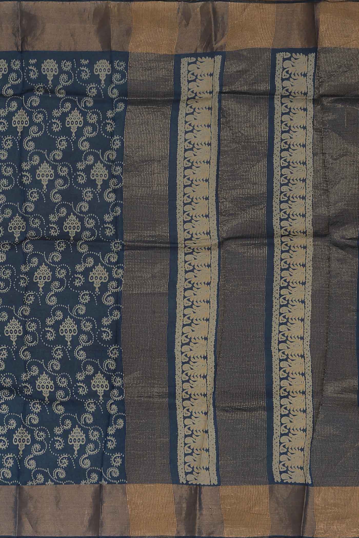 Blue Bhagalpuri Tussar Silk Saree