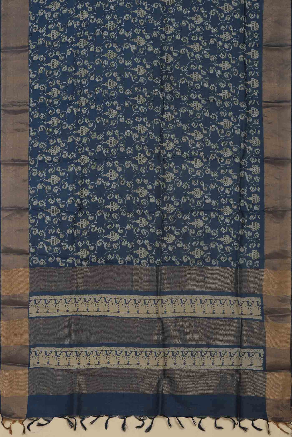 Blue Bhagalpuri Tussar Silk Saree