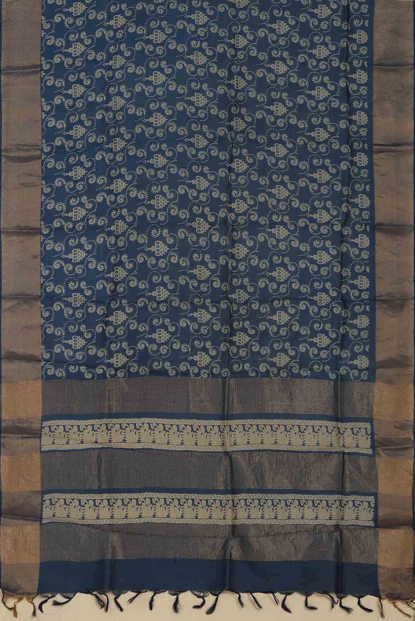 Blue Bhagalpuri Tussar Silk Saree