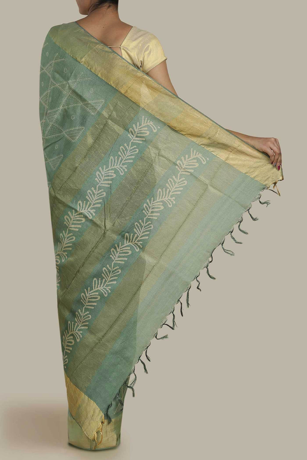 Green Bhagalpuri Tussar Silk Saree