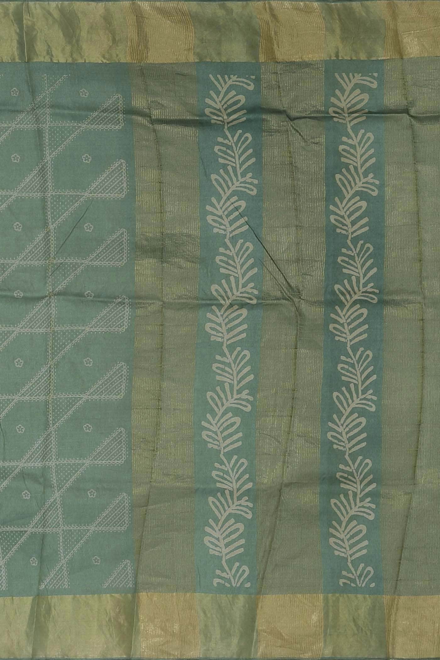 Green Bhagalpuri Tussar Silk Saree