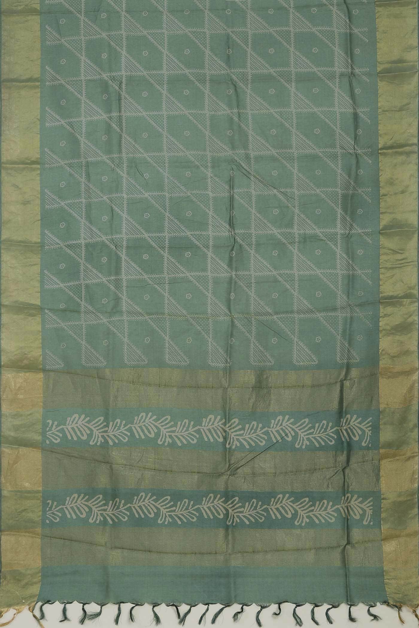Green Bhagalpuri Tussar Silk Saree