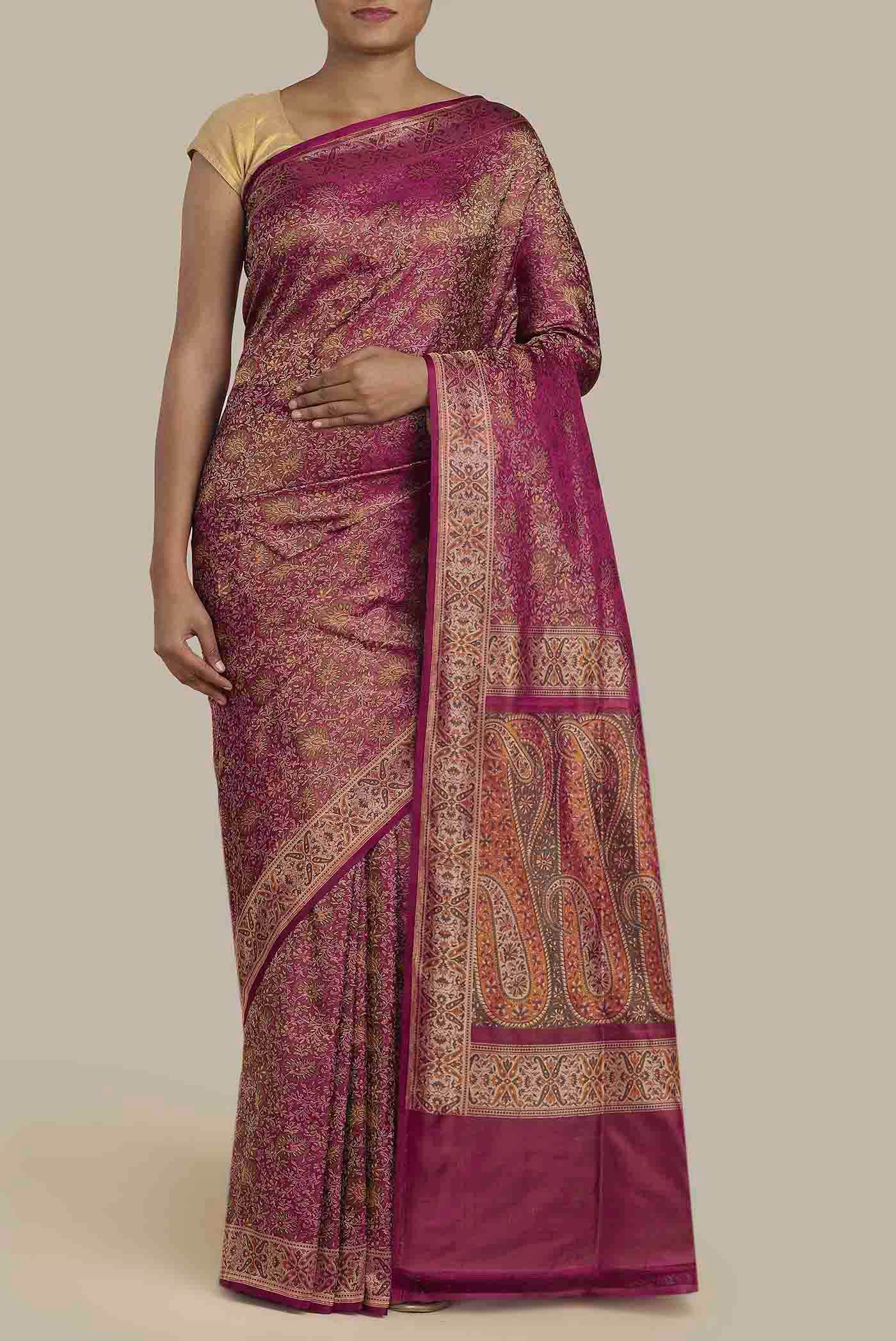 Pink Banarasi Tanchoi Silk Saree