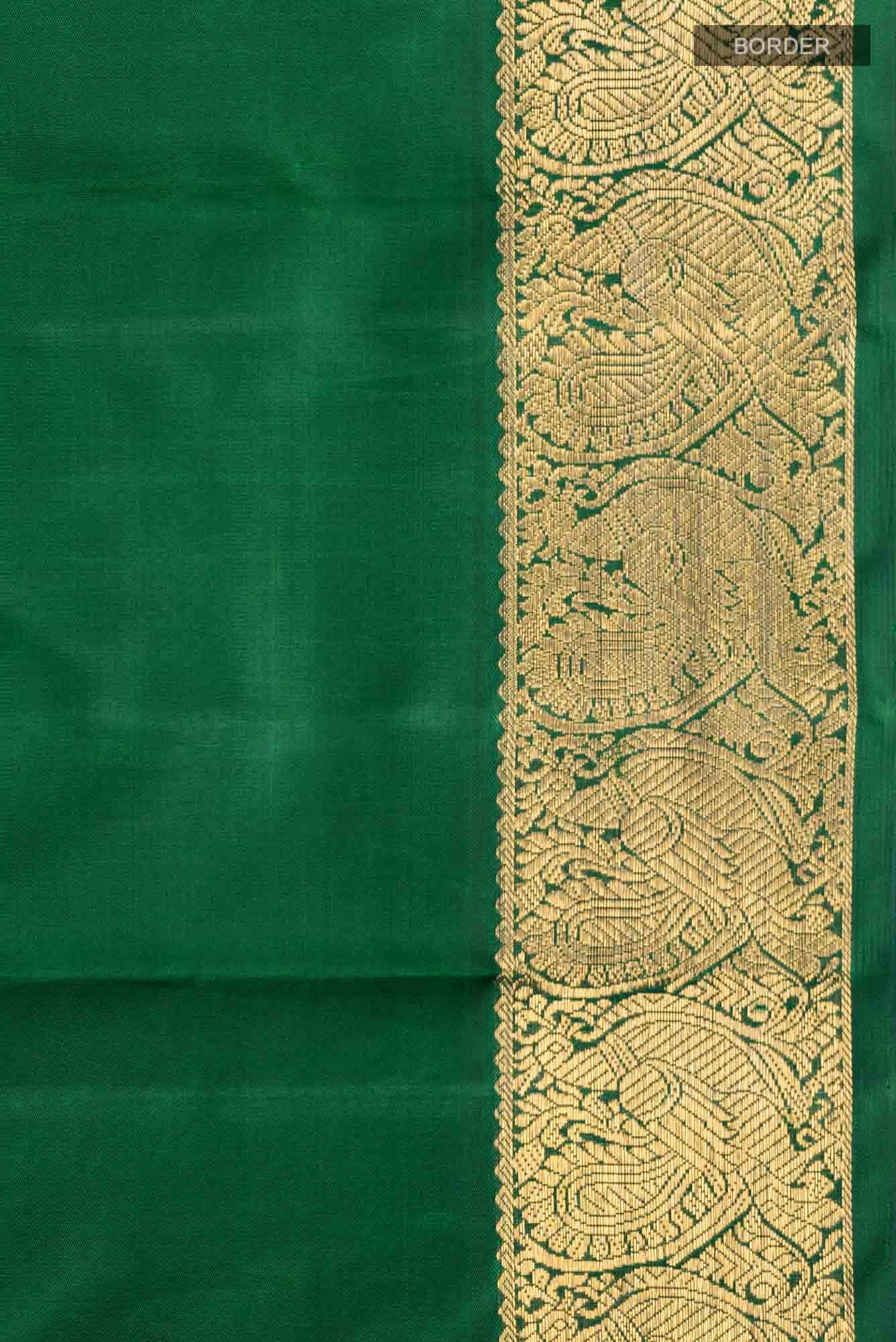 Pure Silk Pure Zari Bottle Green Dual Tone Kanchipuram Saree