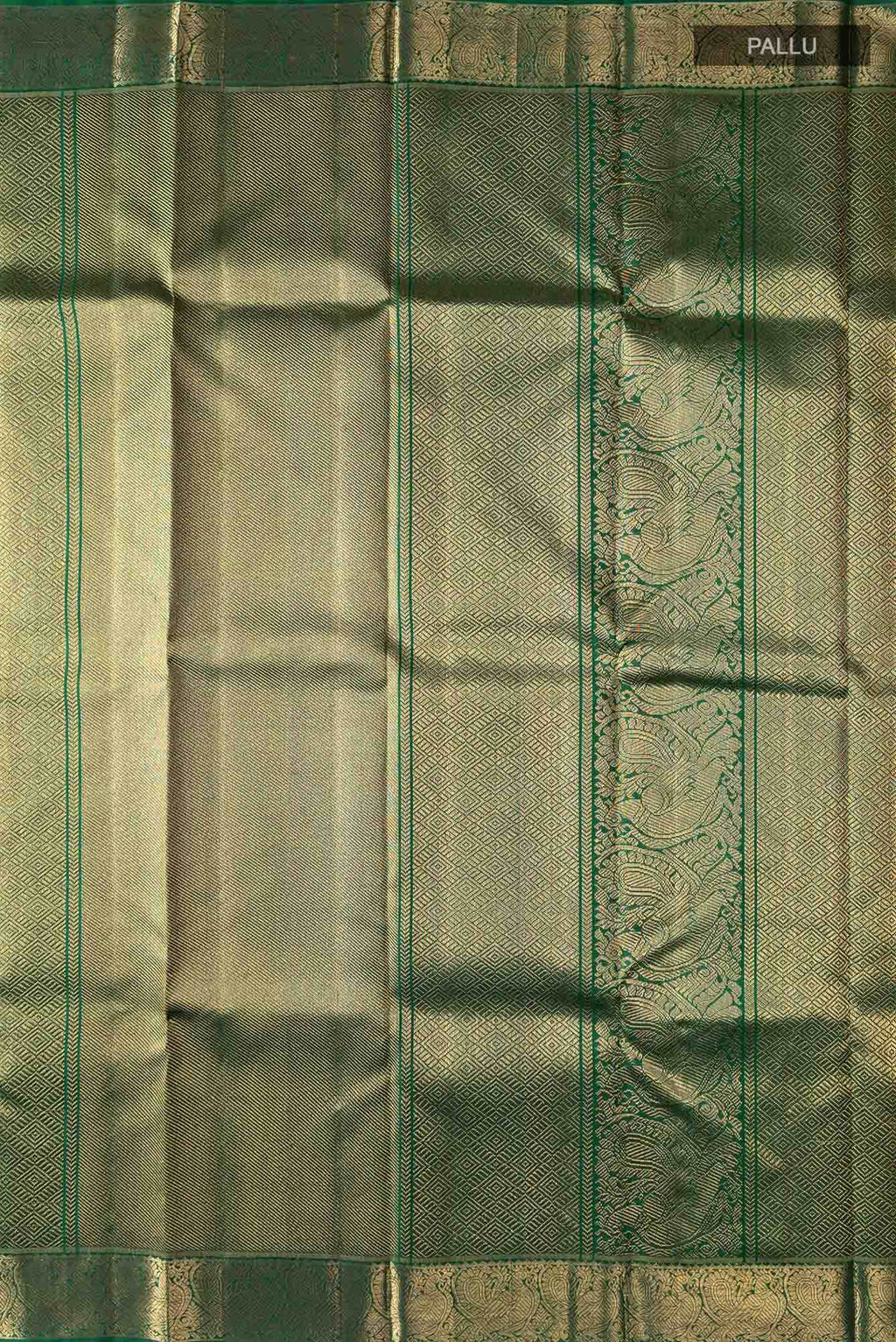 Pure Silk Pure Zari Bottle Green Dual Tone Kanchipuram Saree
