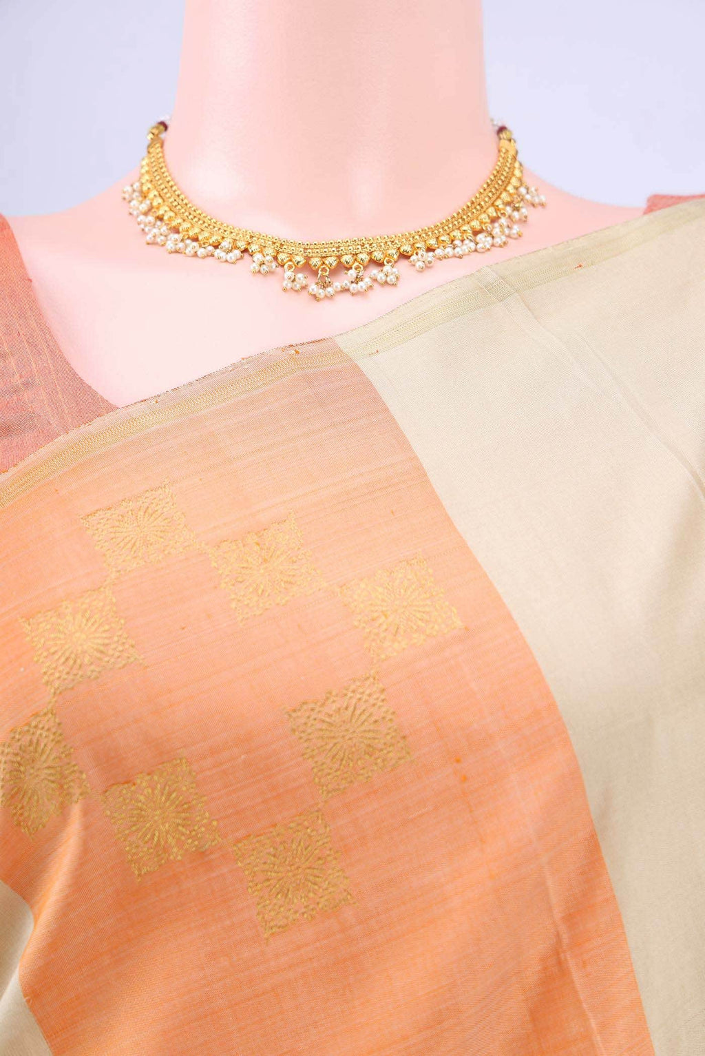 Beige Kanchipuram Silk Saree