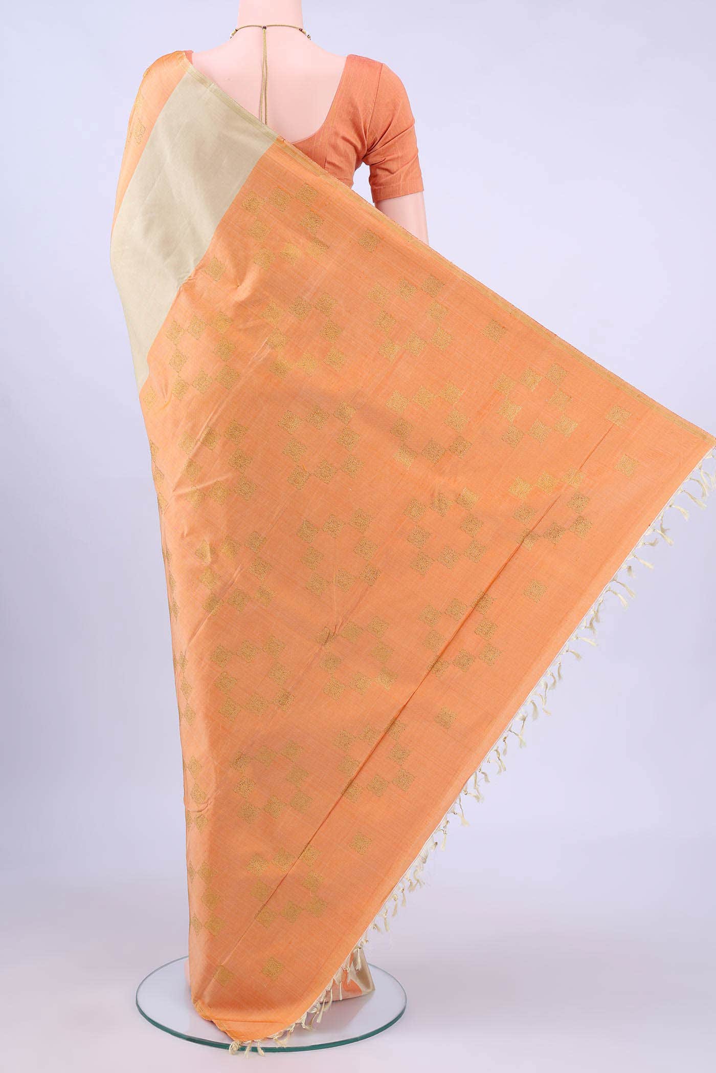Beige Kanchipuram Silk Saree