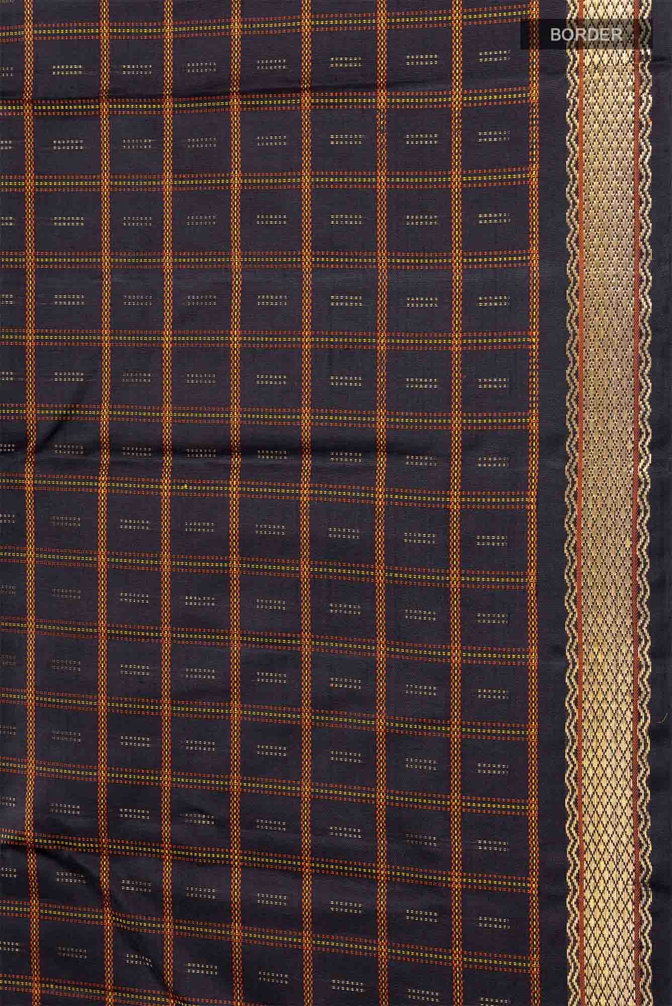 Pure Silk Pure Zari Black Kanchipuram Saree
