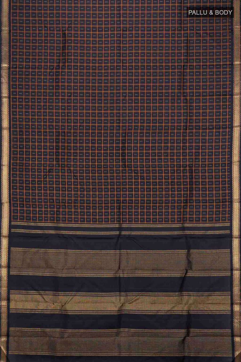 Pure Silk Pure Zari Black Kanchipuram Saree