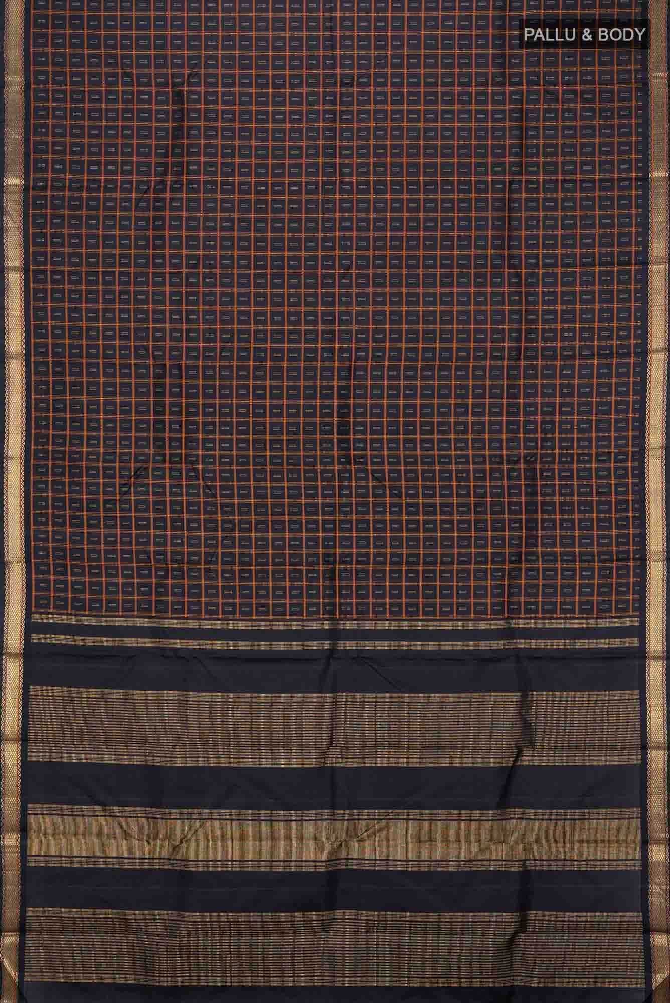 Pure Silk Pure Zari Black Kanchipuram Saree