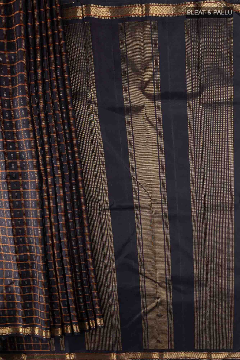 Pure Silk Pure Zari Black Kanchipuram Saree