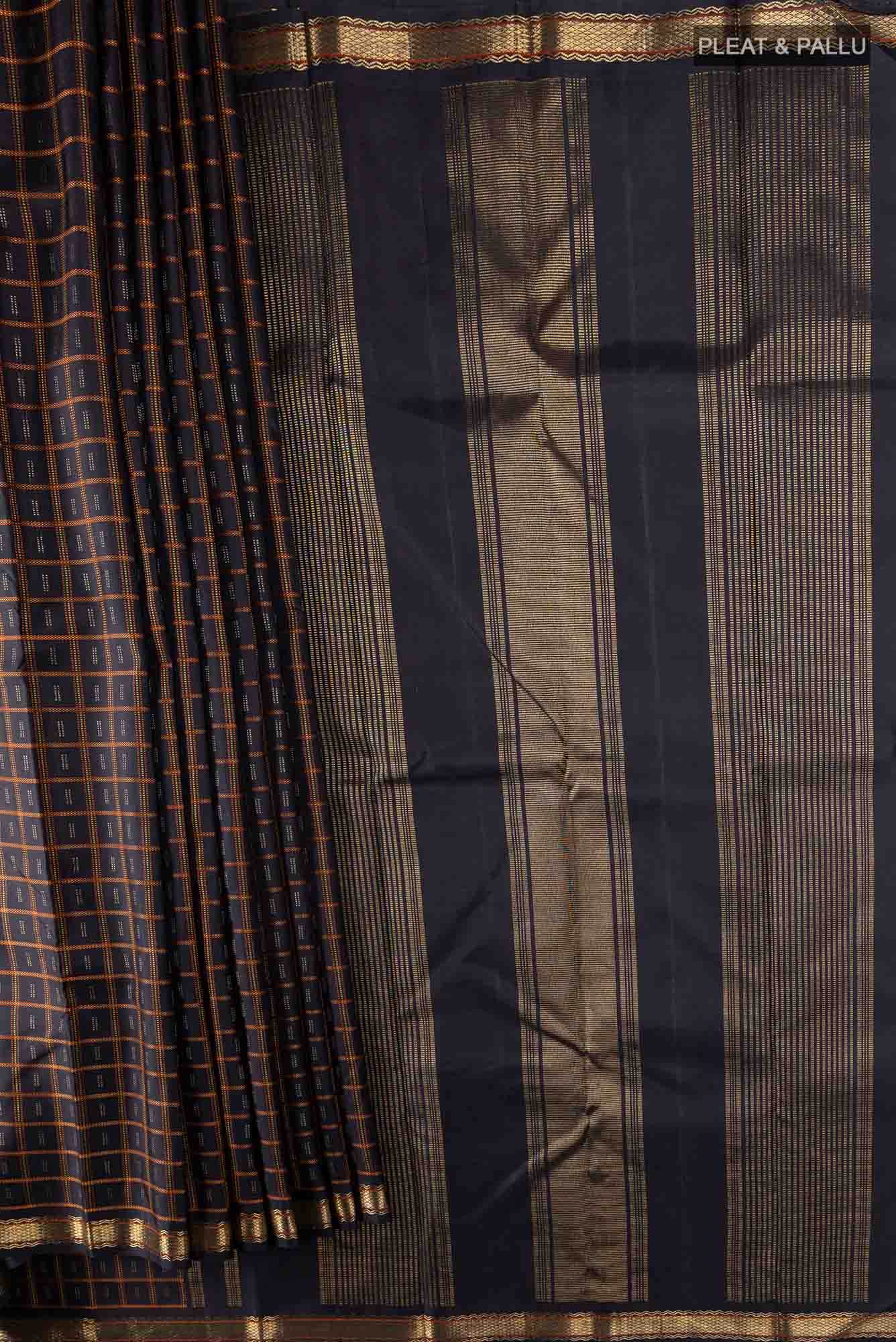 Pure Silk Pure Zari Black Kanchipuram Saree