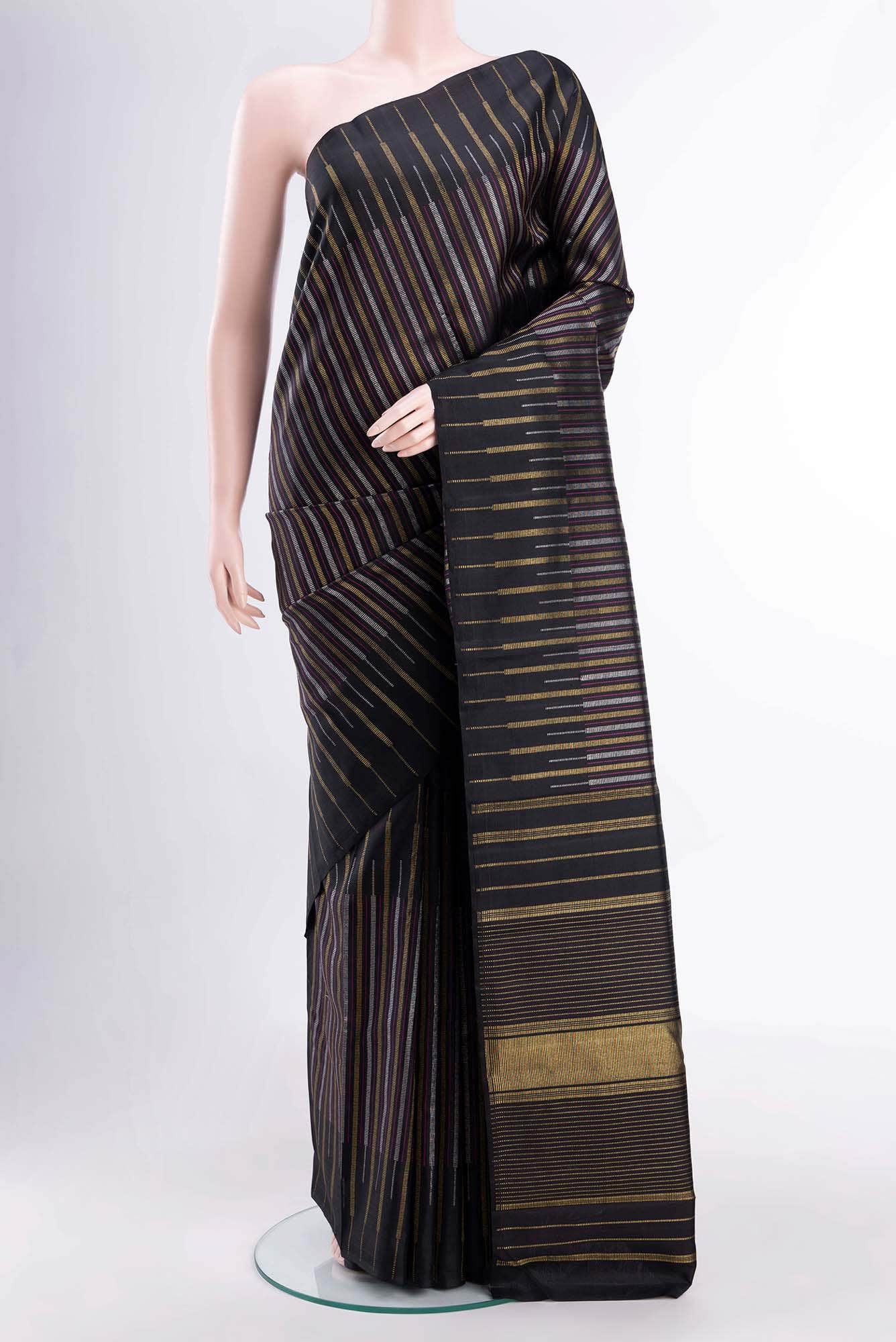 Pure Silk Pure Zari Black Kanchipuram Saree