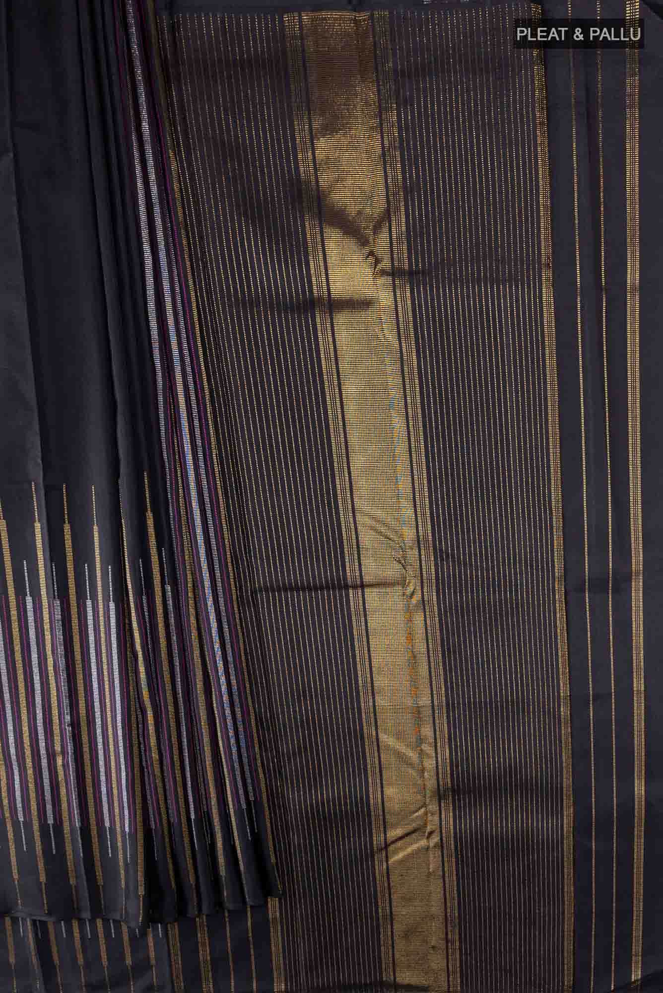 Pure Silk Pure Zari Black Kanchipuram Saree