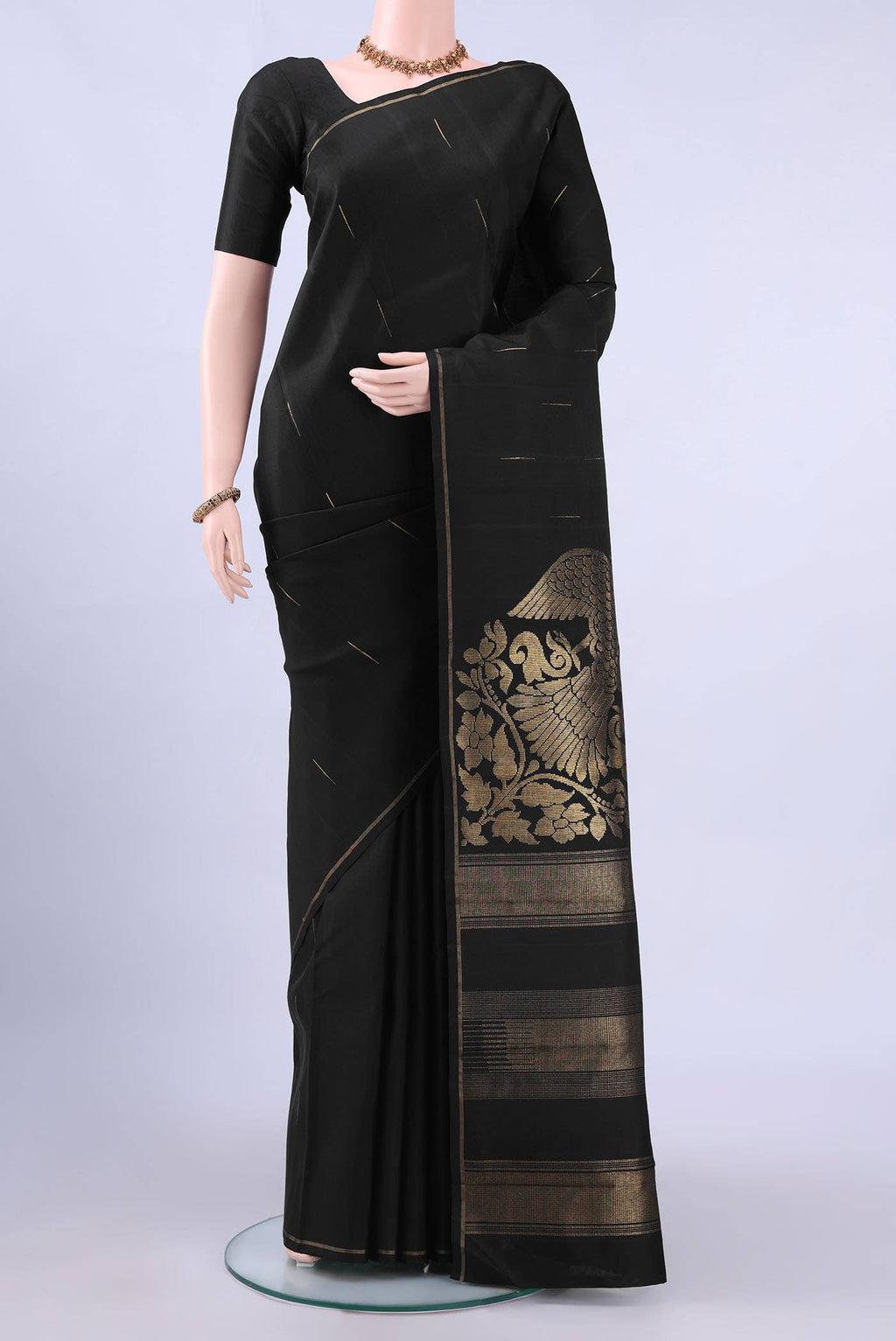 Black Kanchipuram Silk Saree